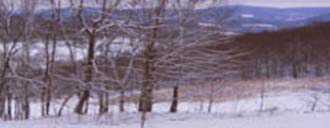View from a ridge of the Catskill Mountains in winter.